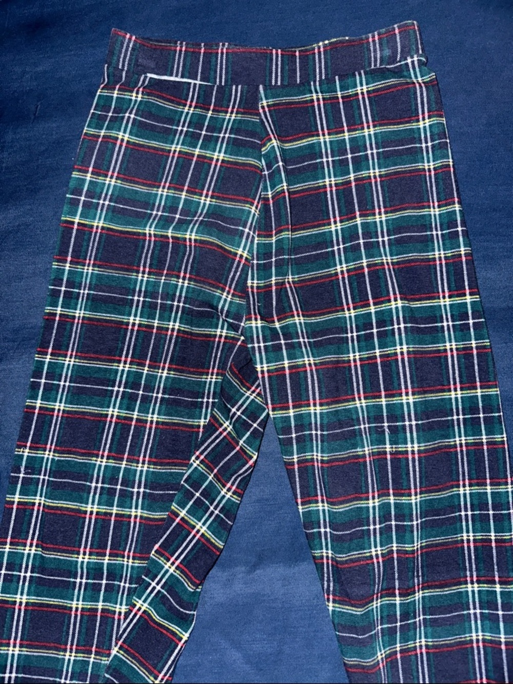 New York & Company Navy Green Plaid Leggings